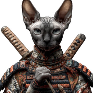 Samurai Sphinx Cat Vinyl Car Decal Sticker – Waterproof & UV-Resistant 