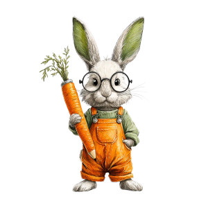 Cute Rabbit Illustration V2 Vinyl Car Decal Sticker – Waterproof & UV-Resistant 