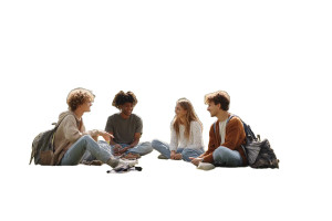 University Students Chatting V2 Vinyl Car Decal Sticker – Waterproof & UV-Resistant 