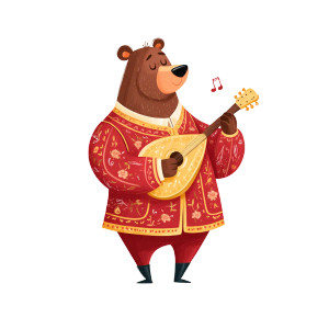 Balalaika Bear Vinyl Car Decal Sticker – Waterproof & UV-Resistant 