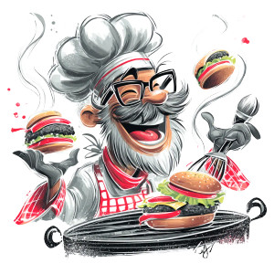 Cartoon Chef Dad Vinyl Car Decal Sticker – Waterproof & UV-Resistant 