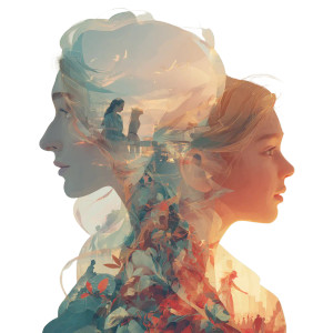 Double Exposure Faces Vinyl Car Decal Sticker – Waterproof & UV-Resistant 