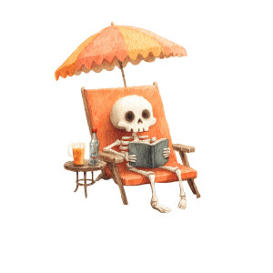 Skeleton Sunbathing V2 Vinyl Car Decal Sticker – Waterproof & UV-Resistant 