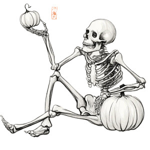 Skeleton On Pumpkin Vinyl Car Decal Sticker – Waterproof & UV-Resistant 