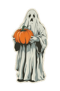 Halloween Ghost Pumpkin Vinyl Car Decal Sticker – Waterproof & UV-Resistant 