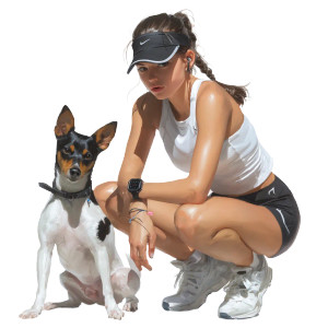 Sporty Woman With Dog Vinyl Car Decal Sticker – Waterproof & UV-Resistant 