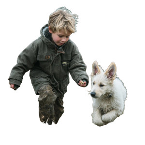 Boy With Dog V3 Vinyl Car Decal Sticker – Waterproof & UV-Resistant 