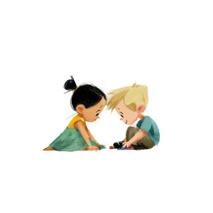 Playing Toddlers V2 Vinyl Car Decal Sticker – Waterproof & UV-Resistant 