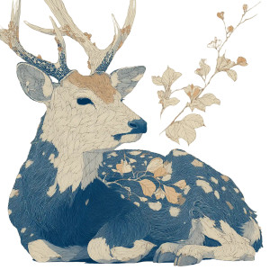 Sika Deer Illustration Vinyl Car Decal Sticker – Waterproof & UV-Resistant 