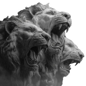 Three-Headed Lion Statue Vinyl Car Decal Sticker – Waterproof & UV-Resistant 