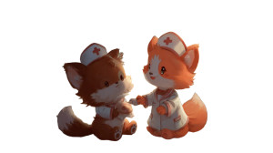 Cat Nurse Fox Vinyl Car Decal Sticker – Waterproof & UV-Resistant 