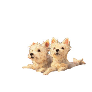 Fluffy Cream Dogs V2 Vinyl Car Decal Sticker – Waterproof & UV-Resistant 