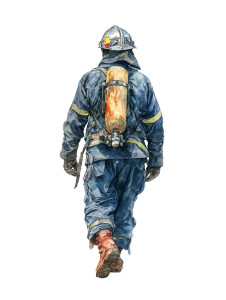 French Firefighter Illustration Vinyl Car Decal Sticker – Waterproof & UV-Resistant 