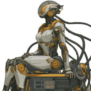 Gold Tentacle Robot Vinyl Car Decal Sticker – Waterproof & UV-Resistant 