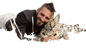 Man With Serval Vinyl Car Decal Sticker – Waterproof & UV-Resistant 
