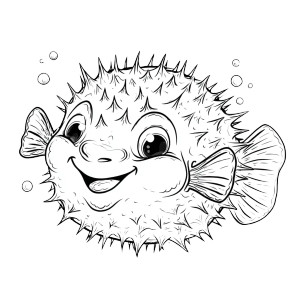 Cartoon Pufferfish V4 Vinyl Car Decal Sticker – Waterproof & UV-Resistant 