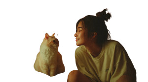 Thai Woman With Cat Vinyl Car Decal Sticker – Waterproof & UV-Resistant 