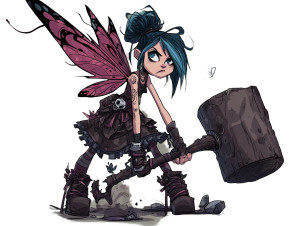 Punk Fairy Girl Vinyl Car Decal Sticker – Waterproof & UV-Resistant 