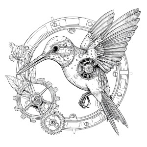 Mechanical Hummingbird Vinyl Car Decal Sticker – Waterproof & UV-Resistant 