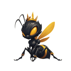Cartoon Queen Bee V2 Vinyl Car Decal Sticker – Waterproof & UV-Resistant 