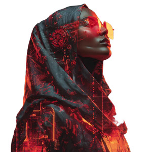 Cyberpunk Emirati Woman Vinyl Car Decal Sticker – Waterproof & UV-Resistant 