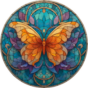 Stained Glass Butterfly V4 Vinyl Car Decal Sticker – Waterproof & UV-Resistant 