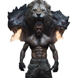 Lion-Headed Warrior Vinyl Car Decal Sticker – Waterproof & UV-Resistant 