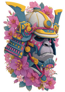 Samurai Monkey Head Vinyl Car Decal Sticker – Waterproof & UV-Resistant 