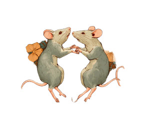 Dancing Mice Illustration Vinyl Car Decal Sticker – Waterproof & UV-Resistant 
