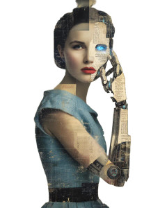 Retro-Futuristic Cyborg Vinyl Car Decal Sticker – Waterproof & UV-Resistant 