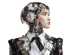 Half-Robot Businessperson Vinyl Car Decal Sticker – Waterproof & UV-Resistant 