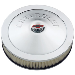 Chrome Plated 14 Inch Round Air Cleaner Assembly | Chevrolet Logo | Fits 4 Barrel Carburetor Chrome Plated 14 Inch Round Air Cleaner Assembly | Chevrolet Logo | Fits 4 Barrel Carburetor