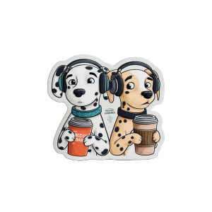 Dalmatians With Headphones Vinyl Car Decal Sticker – Waterproof & UV-Resistant 