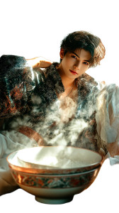 Man In Rice Bowl Vinyl Car Decal Sticker – Waterproof & UV-Resistant 