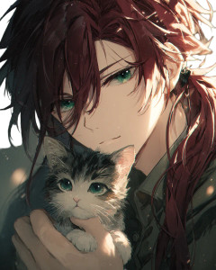 Anime Boy With Kitten Vinyl Car Decal Sticker – Waterproof & UV-Resistant 