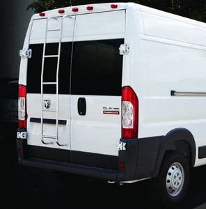 Heavy Duty Rear Door Ladder for 2014-2023 Ram ProMaster | Stainless Steel, Non-Slip Surface, Over The Door Hooks