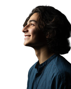 Smiling Young Man V24 Vinyl Car Decal Sticker – Waterproof & UV-Resistant 