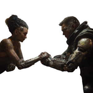 Cyberpunk Arm-Wrestling Vinyl Car Decal Sticker – Waterproof & UV-Resistant 