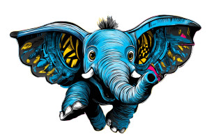 Happy Flying Elephant Vinyl Car Decal Sticker – Waterproof & UV-Resistant 