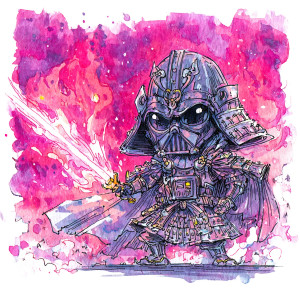 Chibi Samurai Vader Vinyl Car Decal Sticker – Waterproof & UV-Resistant 