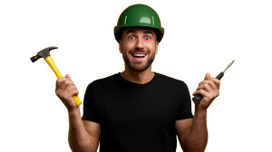 Happy Construction Worker V4 Vinyl Car Decal Sticker – Waterproof & UV-Resistant 