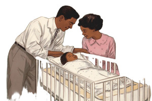 Newborn With Parents Vinyl Car Decal Sticker – Waterproof & UV-Resistant 