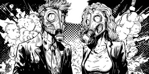 Spooky Mask Duo Vinyl Car Decal Sticker – Waterproof & UV-Resistant 