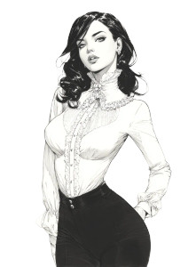 Gothic Woman Illustration Vinyl Car Decal Sticker – Waterproof & UV-Resistant 