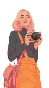 Futuristic Photographer Girl Vinyl Car Decal Sticker – Waterproof & UV-Resistant 