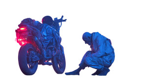 Helmeted Motorcyclist Vinyl Car Decal Sticker – Waterproof & UV-Resistant 