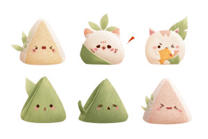 Cute Zongzi Characters V2 Vinyl Car Decal Sticker – Waterproof & UV-Resistant 