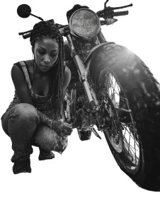 Woman Washing Motorcycle Vinyl Car Decal Sticker – Waterproof & UV-Resistant 