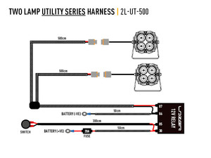 Upgrade Your Triple-R-Lights with Two-Lamp 12V Wiring Kit | 16.4ft Cable, 2-Pin Deutsch Connections, Protective Braided Sections Upgrade Your Triple-R-Lights with Two-Lamp 12V Wiring Kit | 16.4ft Cable, 2-Pin Deutsch Connections, Protective Braided Sections