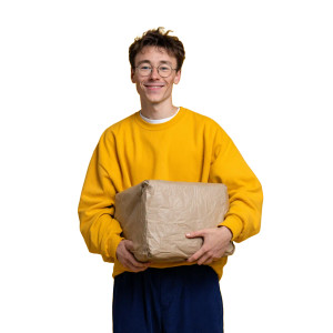 Happy Delivery Man V2 Vinyl Car Decal Sticker – Waterproof & UV-Resistant 